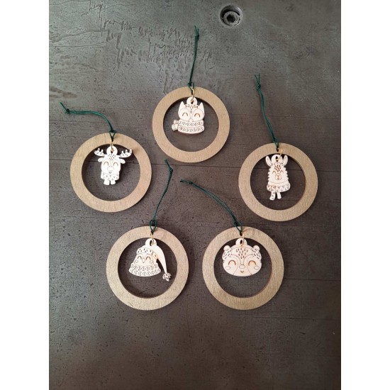 5 x Χριστουγεννιάτικες μπάλες  με ζωάκια 7εκ