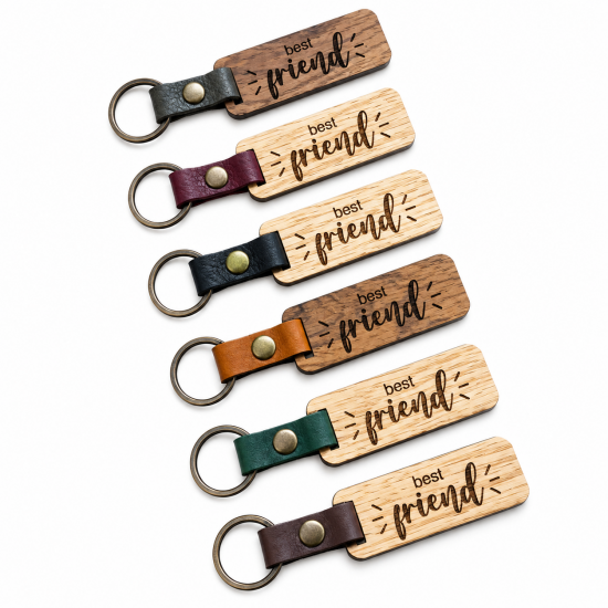 Μπρελόκ από Ξύλο Δρυός & Δέρμα | Best Friend