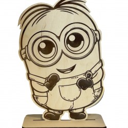 Ξύλινος Minion 25cm με Βάση | Διακοσμητικό για Παιδικό Πάρτι & Δωμάτιο