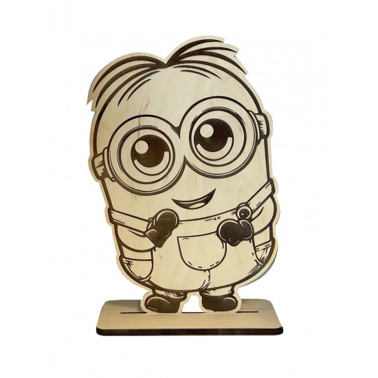 Ξύλινος Minion 25cm με Βάση | Διακοσμητικό για Παιδικό Πάρτι & Δωμάτιο