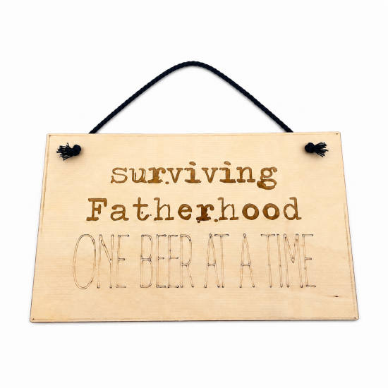Πινακίδα | surviving Fatherhood ONE BEER AT A TIME | 24 x 15cm