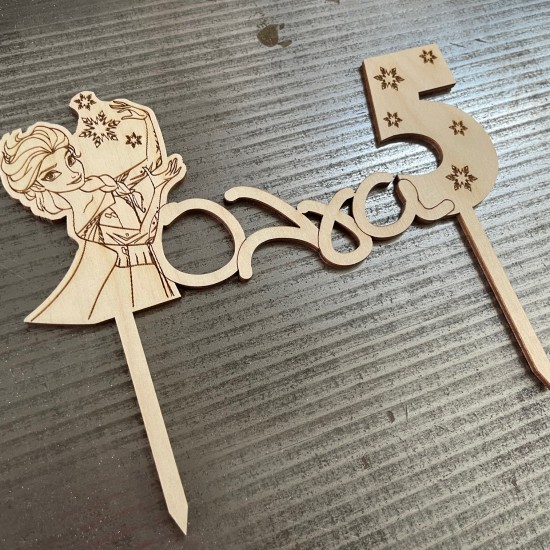 Cake Topper Frozen Elsa – Προσωποποιημένος Ξύλινος Στολισμός Τούρτας