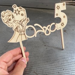 Cake Topper Frozen Elsa – Προσωποποιημένος Ξύλινος Στολισμός Τούρτας