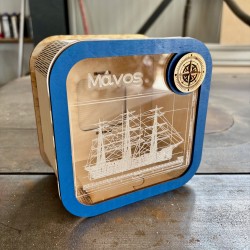 Προσωποποιημένος Ξύλινος Κουμπαράς με καράβι 