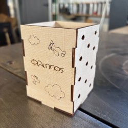 Ξύλινη Προσωποποιημένη Μολυβοθήκη με Όνομα & Σχέδιο| Αεροπλανάκι 