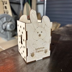 Ξύλινη Προσωποποιημένη Μολυβοθήκη με Όνομα & Σχέδιο| Λαγουδάκι  