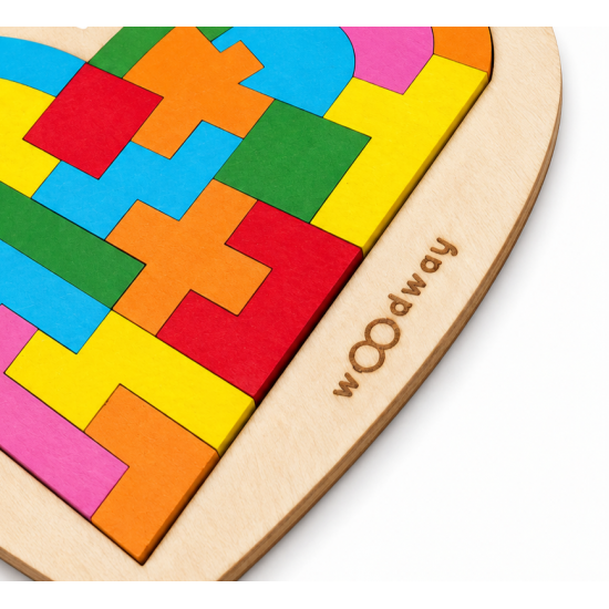 Ξύλινο Παζλ Καρδιά Τέτρις – Διακοσμητικό Puzzle από Σημύδα