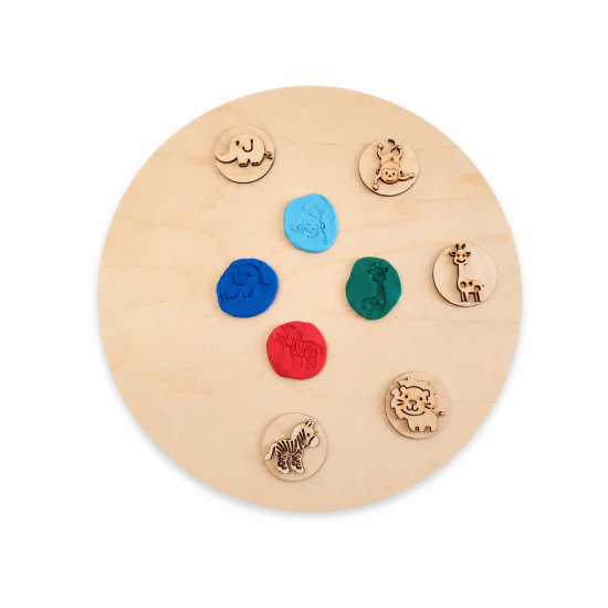 Ξύλινες Σφραγίδες Ζώα της Ζούγκλας – Σετ 5 Montessori για Μάθηση &amp; Δημιουργία