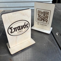 Επιτραπέζιο Stand με Λογότυπο & QR Code | Διπλής Όψης