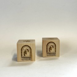 Ξύλινος Κύβος με Λογότυπο & QR Code | Μασίφ Πεύκο 4cm