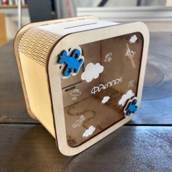 Προσωποποιημένος Ξύλινος Κουμπαράς με Αεροπλανάκι