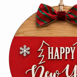 Ξύλινο Στεφάνι Πρωτοχρονιάς Happy New Year 