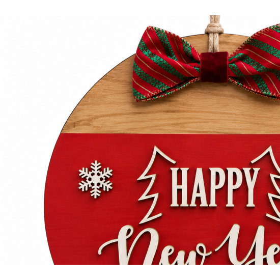 Ξύλινο Στεφάνι Πρωτοχρονιάς Happy New Year 