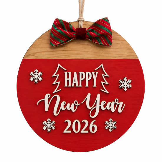 Ξύλινο Στεφάνι Πρωτοχρονιάς Happy New Year 