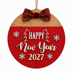 Ξύλινο Στεφάνι Πρωτοχρονιάς Happy New Year 