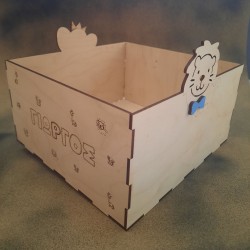 Κουτί Προσωποποιημένο-Λιοντάρι με παπιγιόν & Ελεφαντάκι με κορώνα 20 x 21x11cm